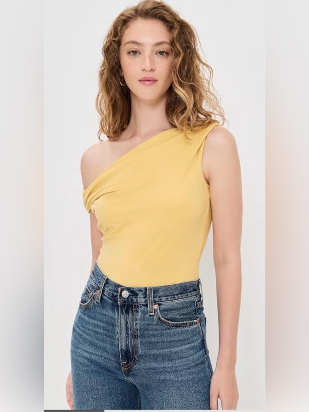 Reformation Pale Yellow Draped Cowl Neck Camisole